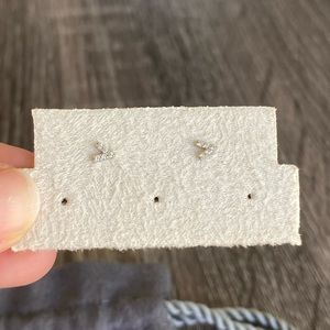 Chevron white gold and Diamond tiny earrings